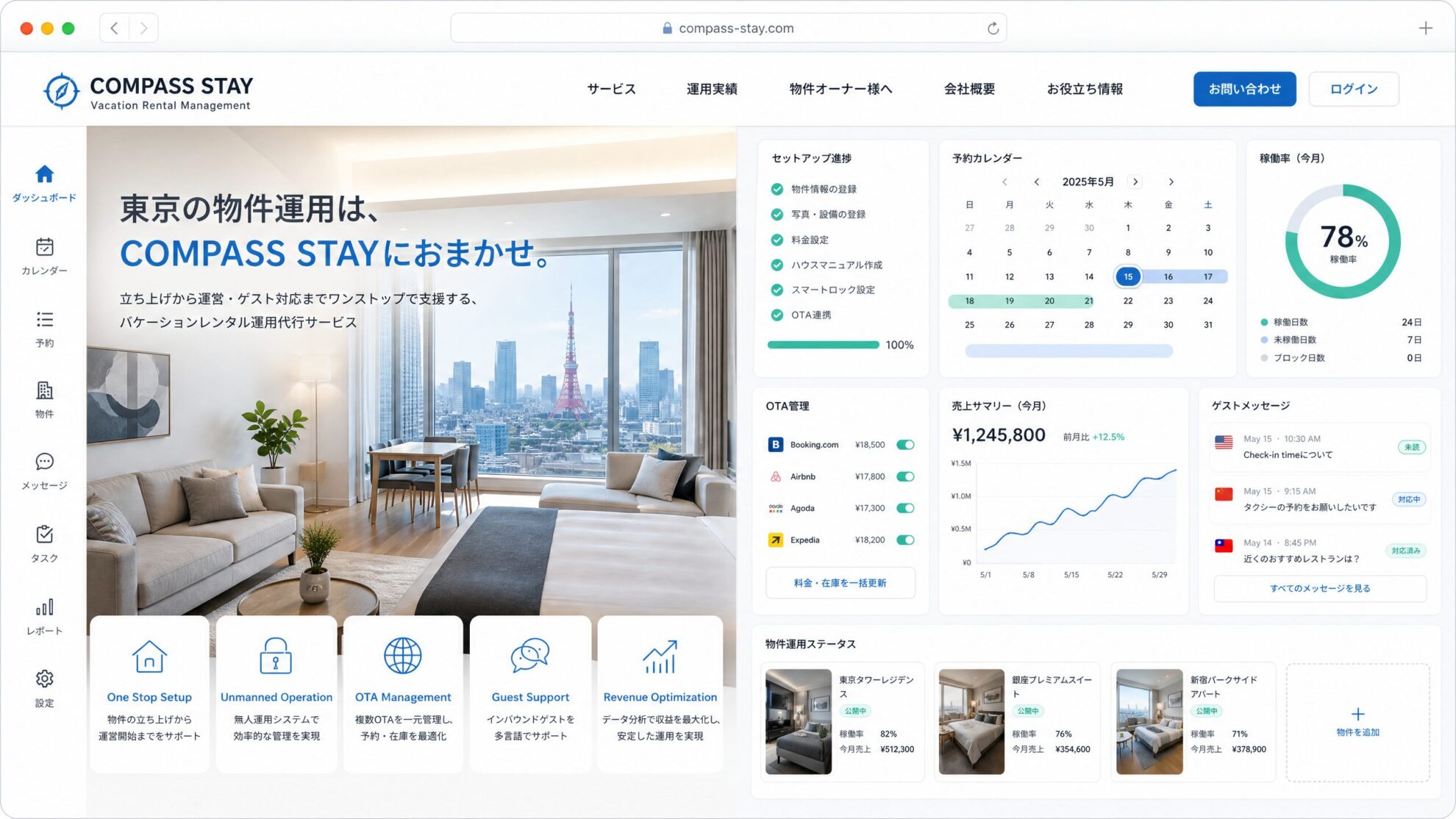 COMPASS STAYの民泊運営代行イメージ
